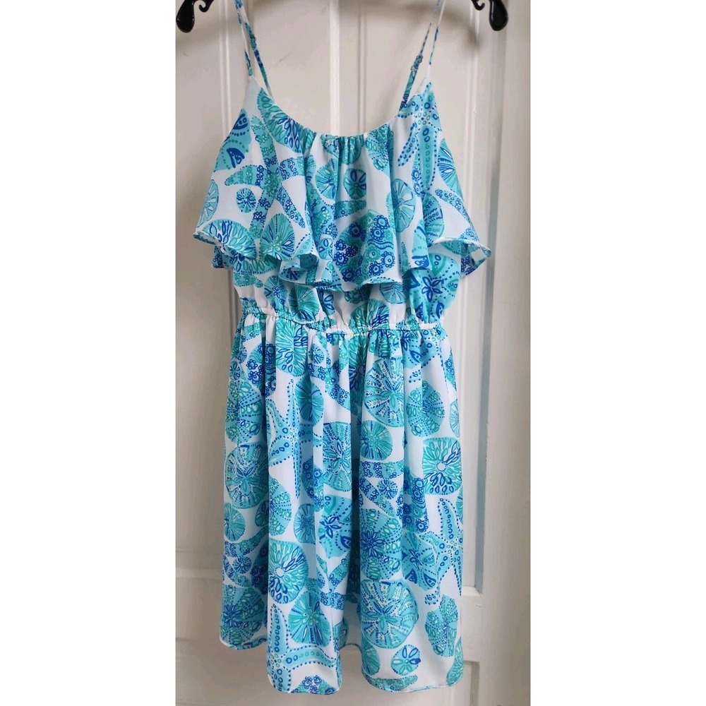 Lilly Pulitzer Target Pretty Blue Sea Urchin Print Dress Spaghetti Straps Size M